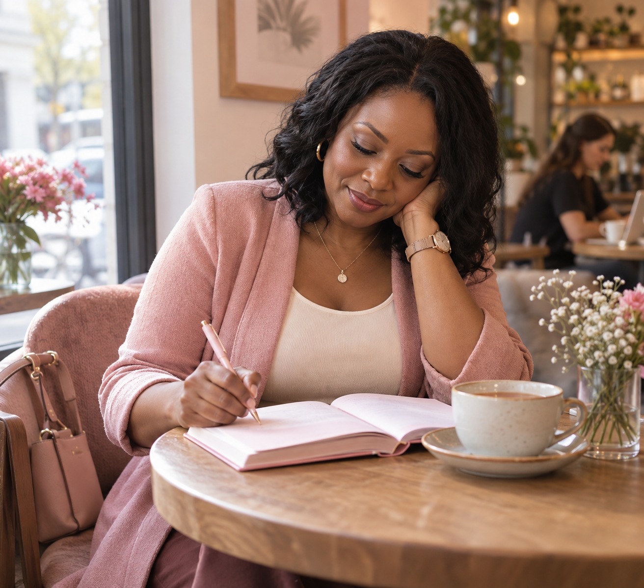 Journaling in a café