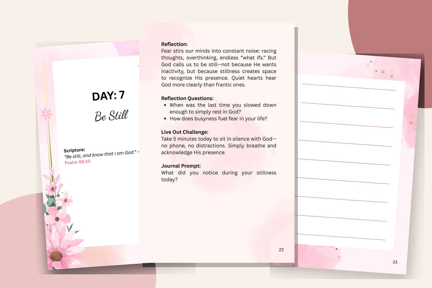 Inside pages from Day 7, Be Still